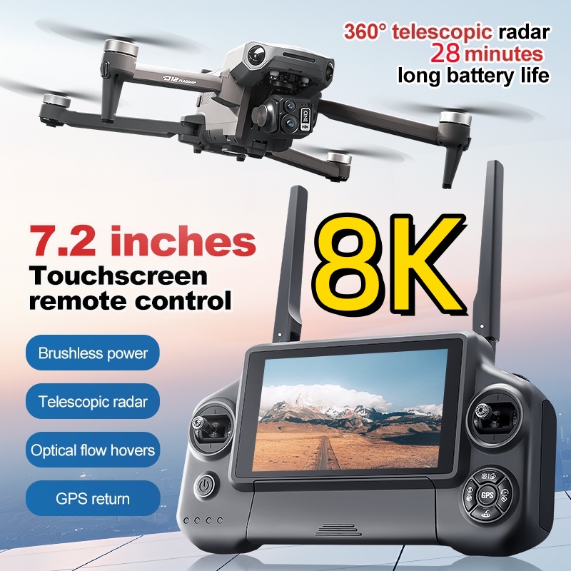 Drone Controller Screen - Drone RC Quadricóptero 8K com Gimbal